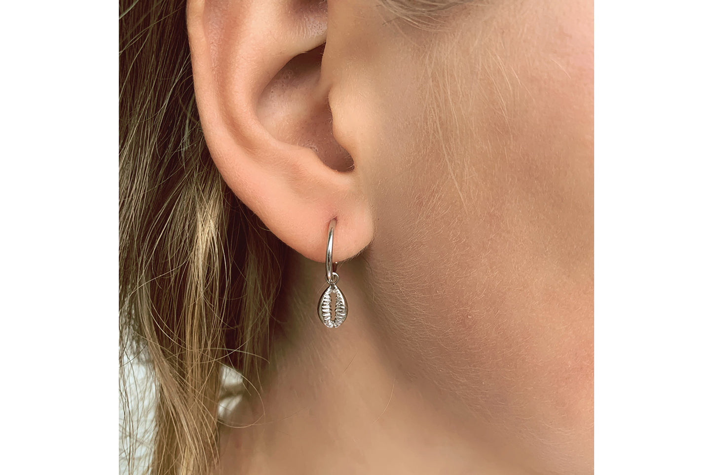 Tatyana Silver Shell Hoop Earrings
