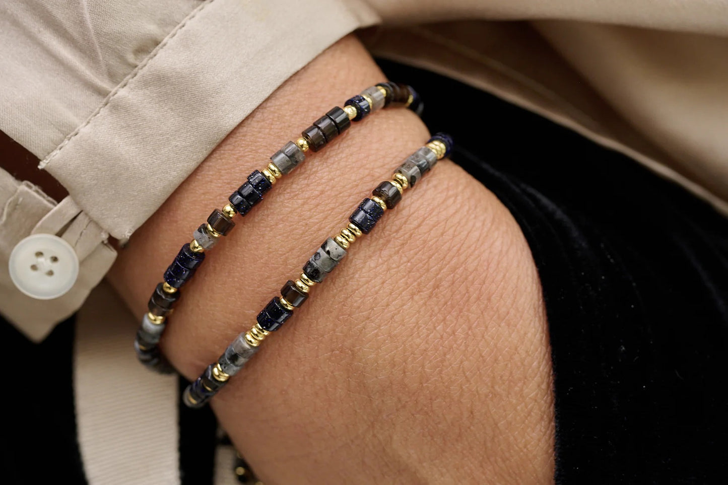 Breeze Dark Grey Gemstone Bracelet