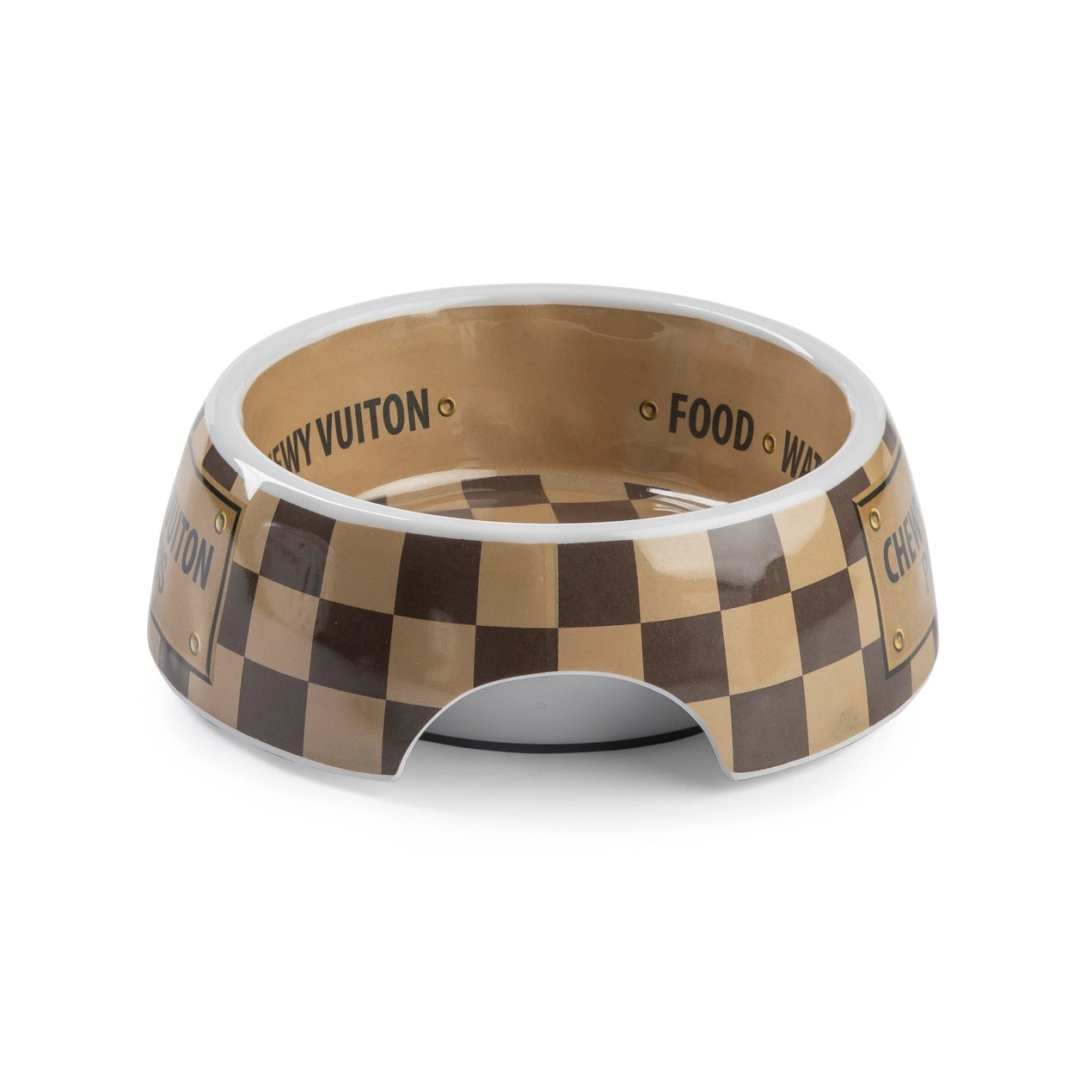 Checker Chewy Vuiton Dog Bowl