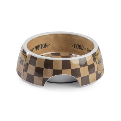 Checker Chewy Vuiton Dog Bowl