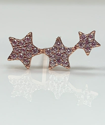 Triple Star Climber Earrings With CZ