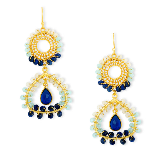 Tate Earrings Navy & Aqua