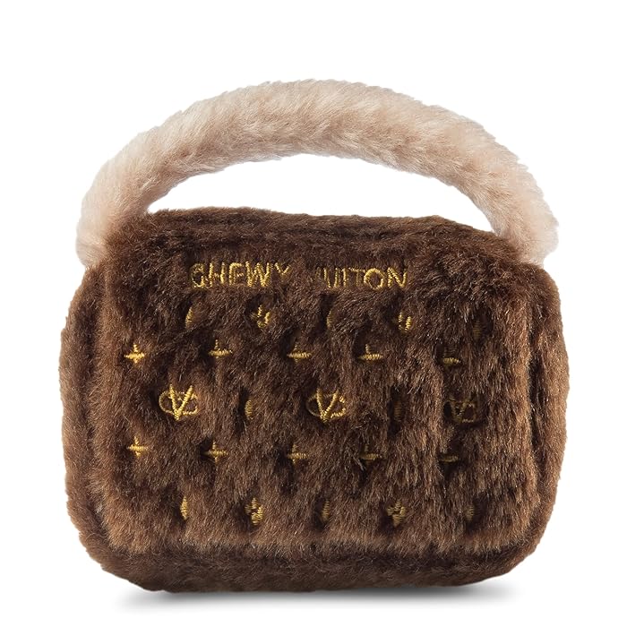 Brown Chewy Vuiton Handbag Parody Dog Toy