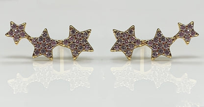 Triple Star Climber Earrings With CZ