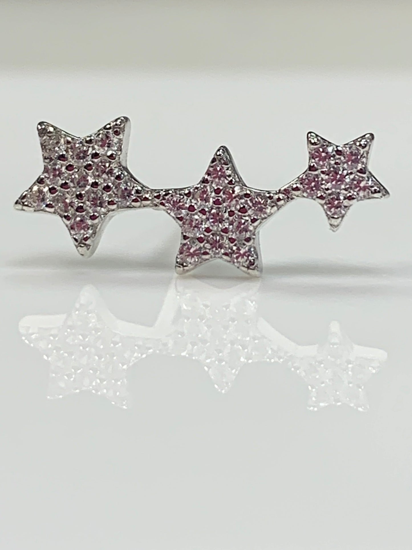 Triple Star Climber Earrings With CZ