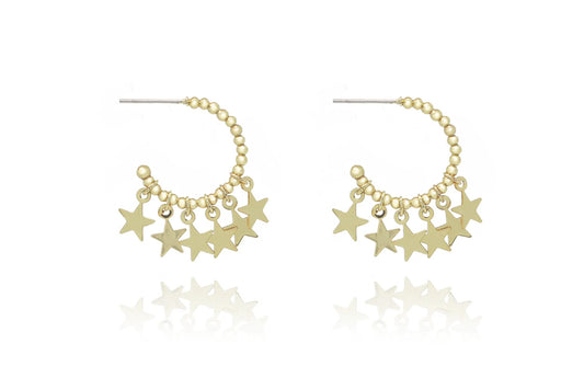 Aura Multi Star Gold Hoop Earrings