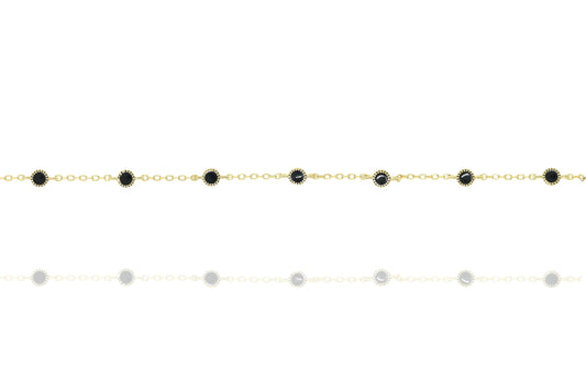 Gold Chain and Intermittent Black Enamel Beaded Bracelet