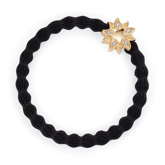 Gold Diamanté Sun Black Hair Tie