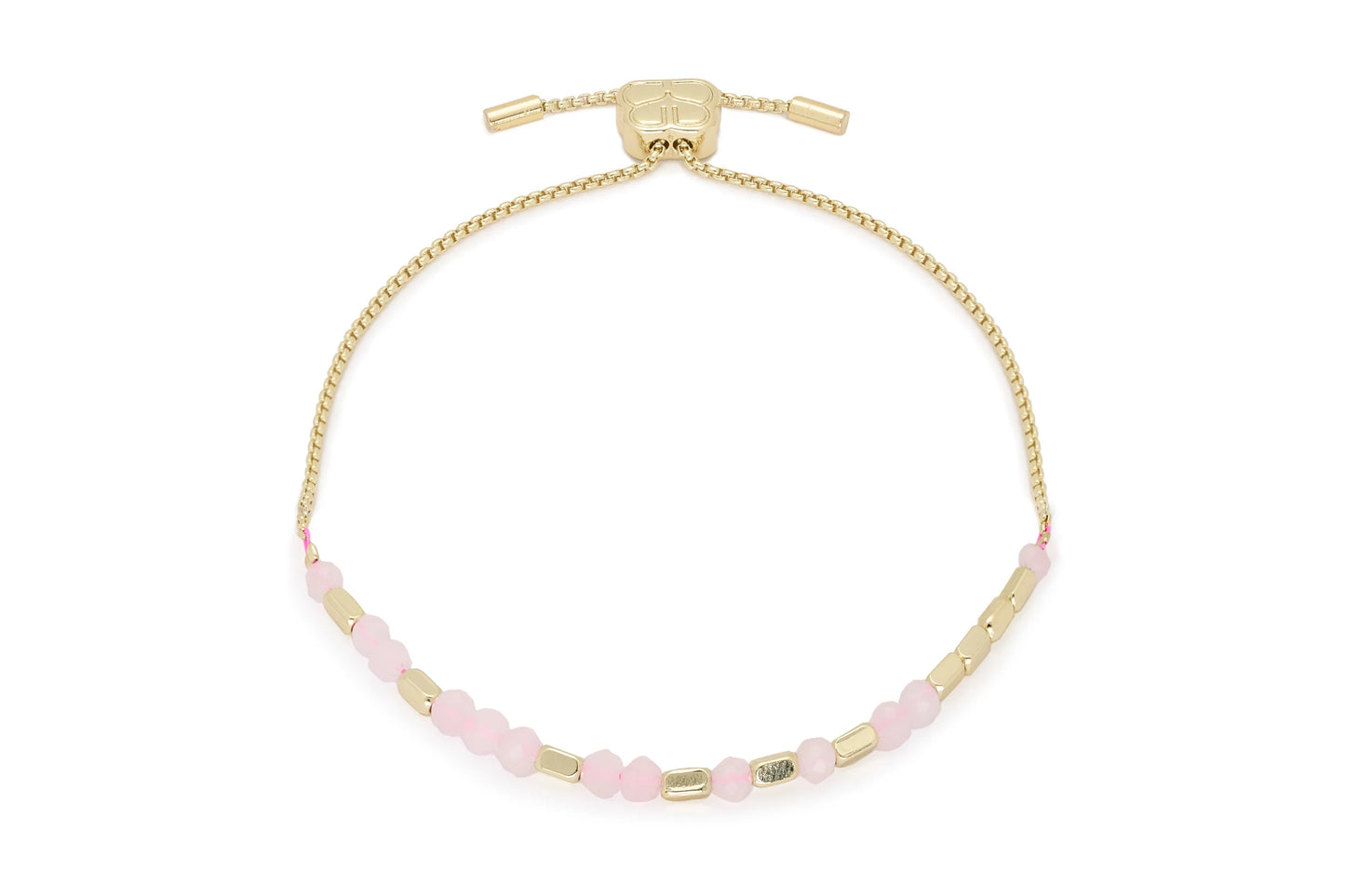 Morse Code Affection Rose Quartz and Gold Bracelet 