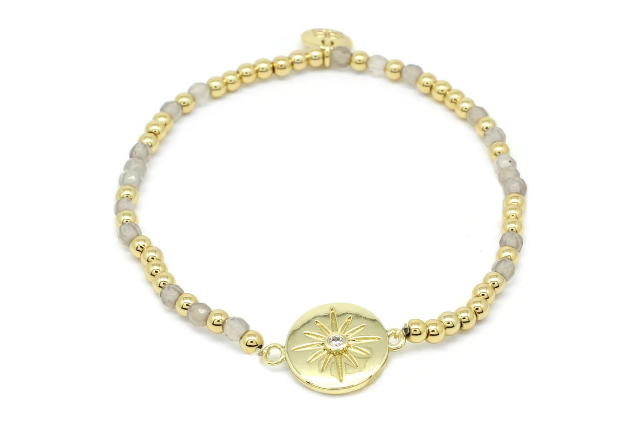 Graffias Golden Sunburst Charm Stretch Bracelet