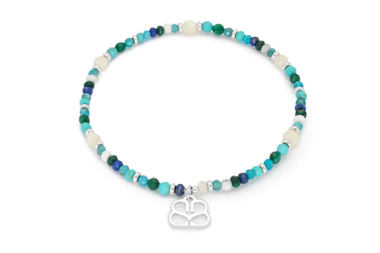 Lustrous Gemstone Silver Stretch  Bracelet