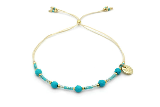 Ribbon Turquoise Gold Gemstone Bracelet