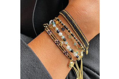 Circles Black & Gold Beaded Friendship Bracelet