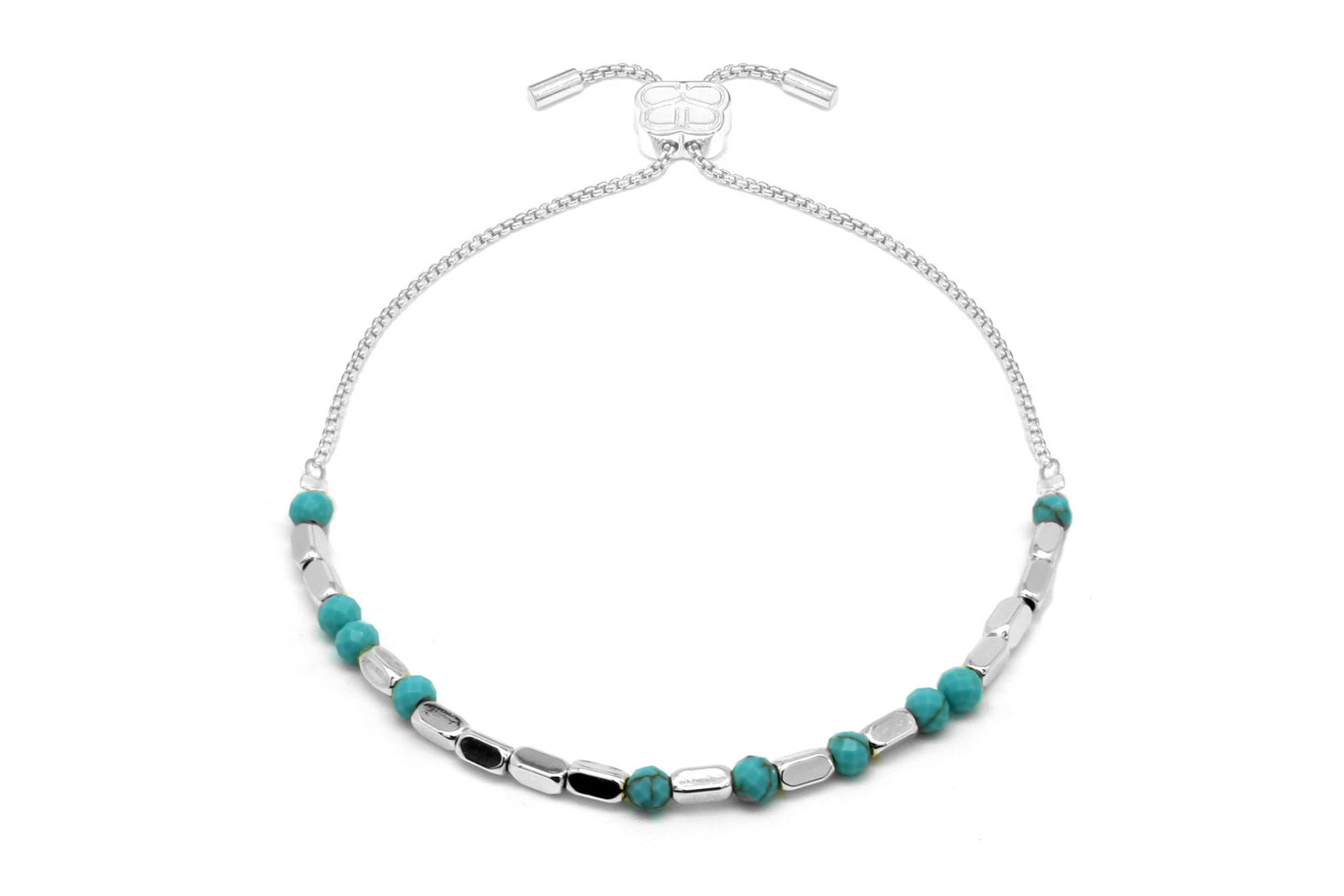 Morse Code Protection Gemstone Silver Bracelet