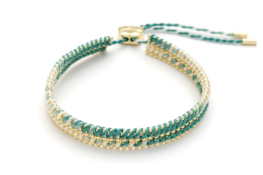 Yolia Green Ombré & Gold Woven Bracelet