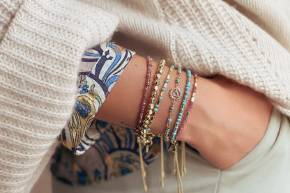 Morse Code Protection Gemstone Silver Bracelet