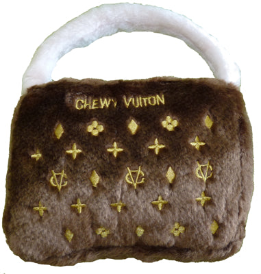 Brown Chewy Vuiton Handbag Parody Dog Toy