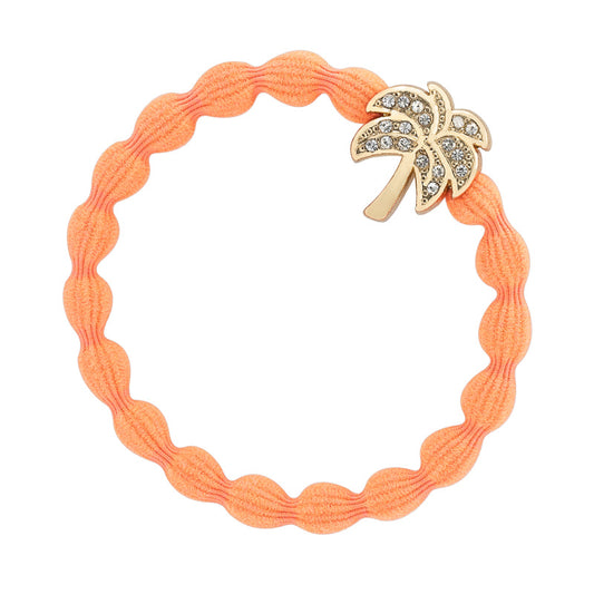 Palm Tree On Neon Orange Elastic Bubble Hair Tie