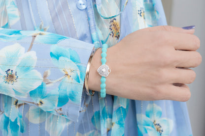 Silver Heart Lock On Turquoise Bubble Hair Tie