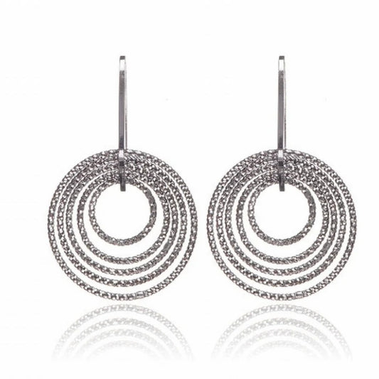 Small Diamond Cut Single Drop Hoop Earrings