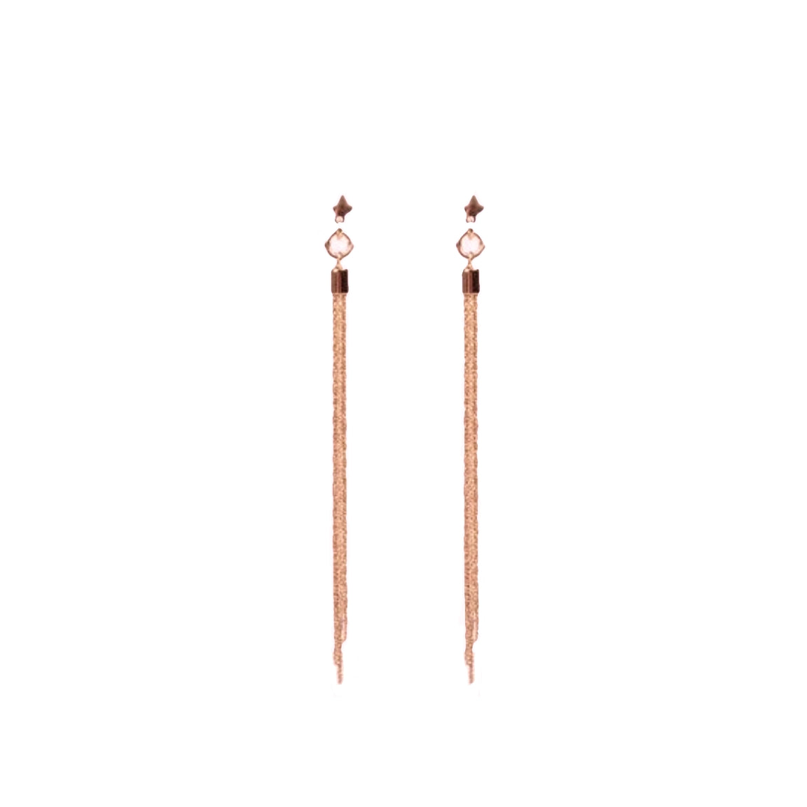 Long 4 Chain Strand Gold Earrings