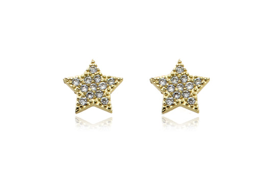 Chastain Gold CZ Star Stud Earrings