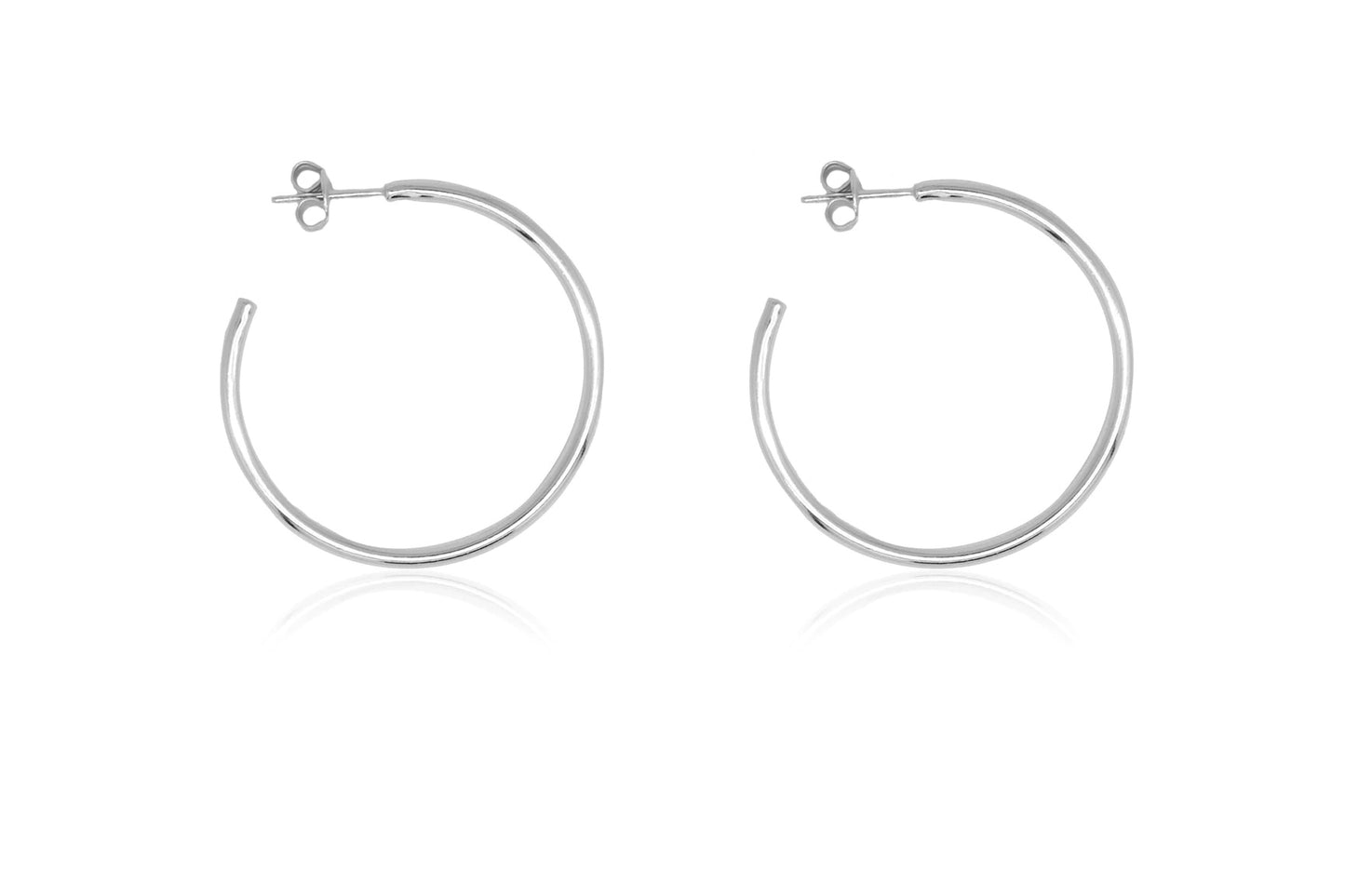 Julin 34mm Silver Plain Hoops