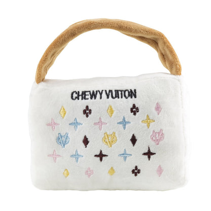 White Chewy Vuiton Handbag Parody Dog Toy