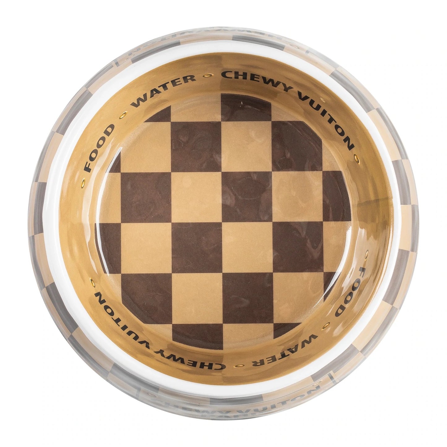 Checker Chewy Vuiton Dog Bowl