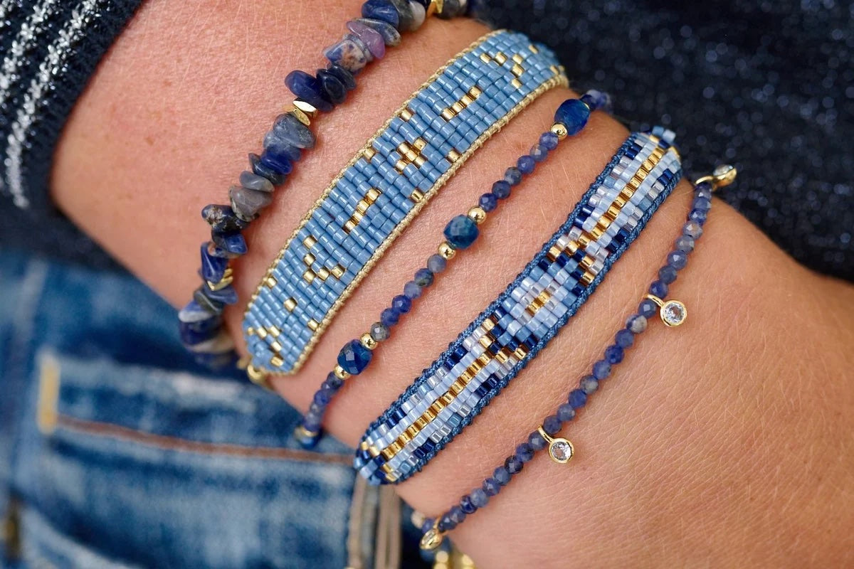 Sana Gold Charm Sodalite Crystal Bracelet with other bracelets in the collection 