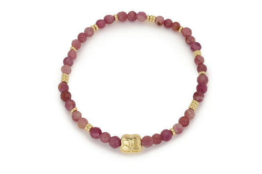 Wonder Pink Tourmaline & Gold Bead Bracelet 