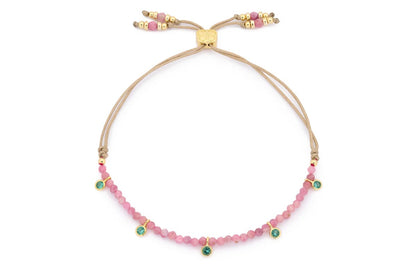 Holly Gold & Pink Tourmaline Beaded Charm Bracelet