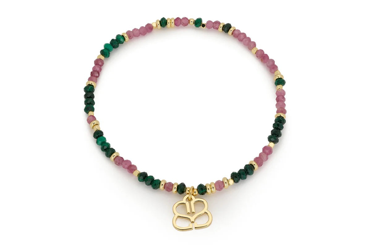 Dash Malachite & Pink Tourmaline Bead Bracelet