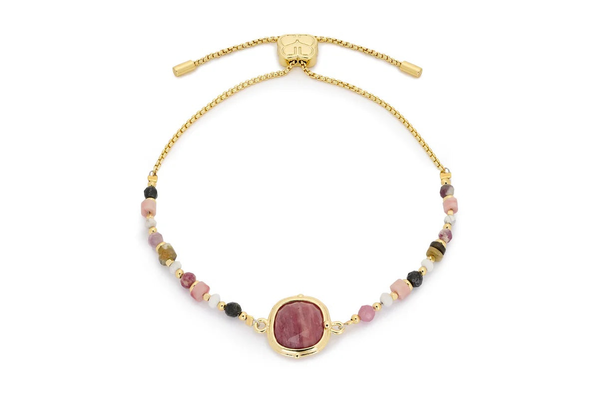 Adria Gold Beaded Pink Tourmaline Bracelet 