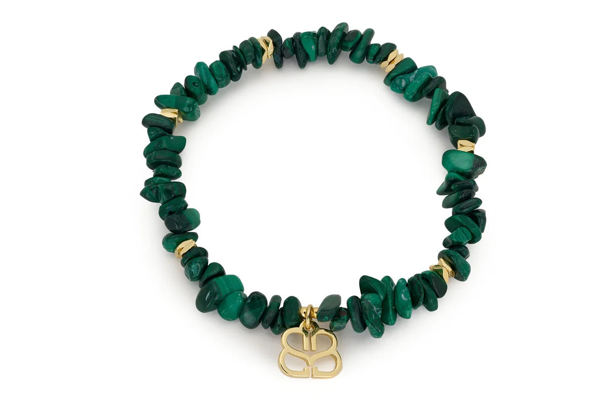 Sana Malachite Gold Charm Crystal Bracelet