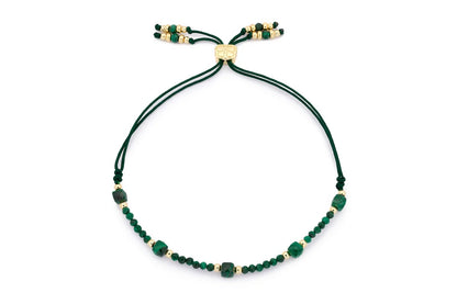 Meadow Gold & Malachite Beaded Slider Bracelet 