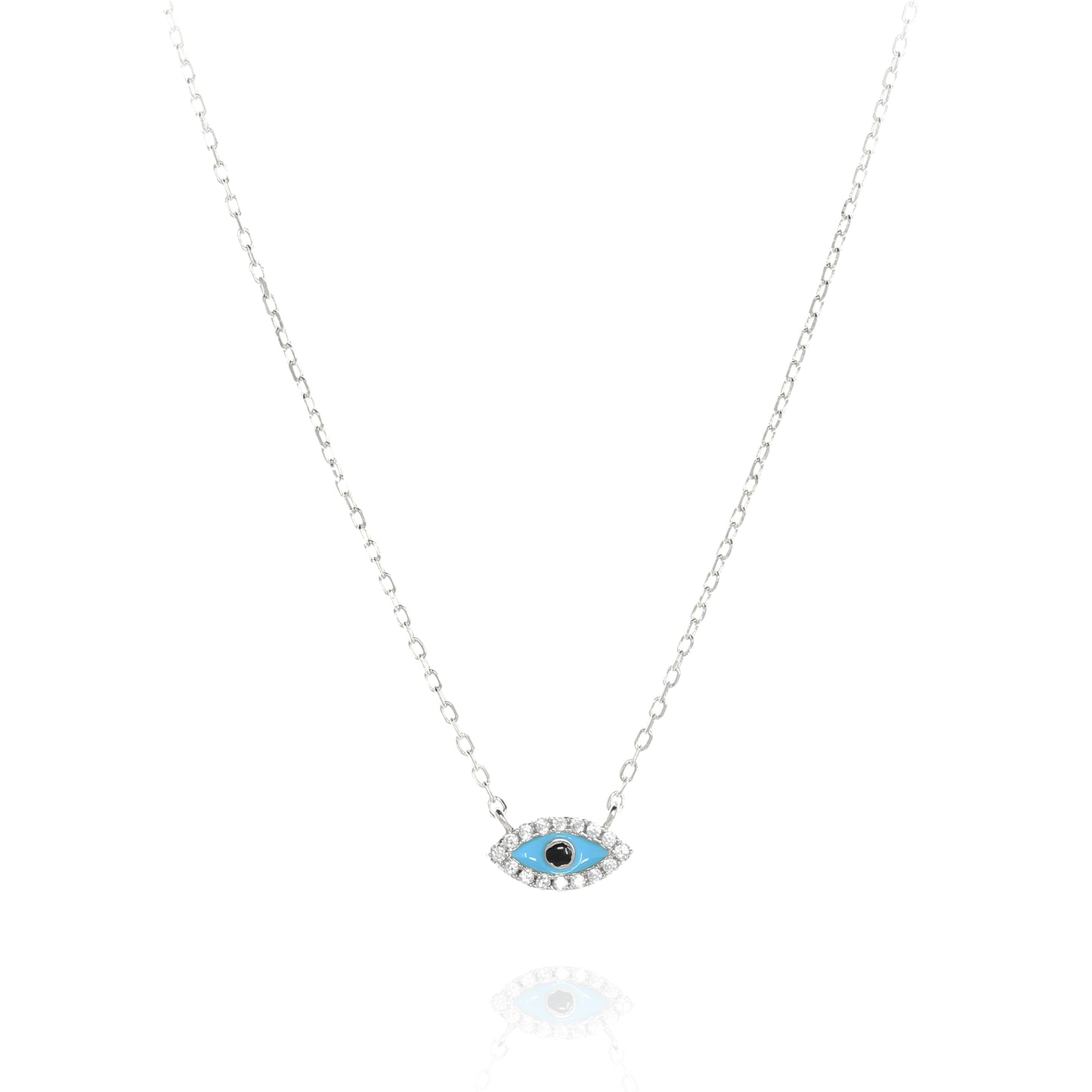 Turquoise Evil Eye Necklace With Blue Stone Rimmed With CZ