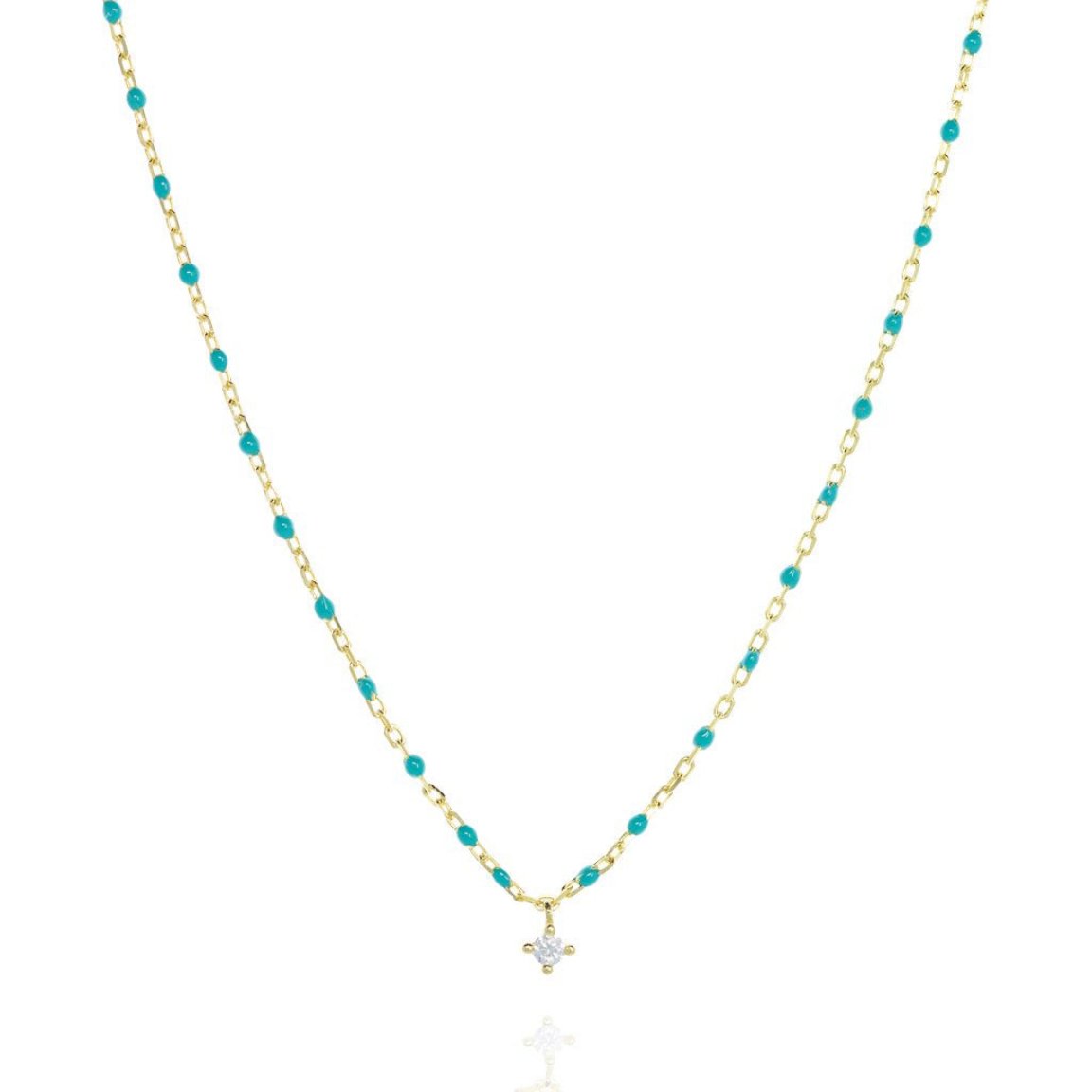 Gold Chain Necklace With Turquoise Beads