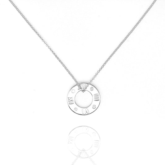 Chain and Pendant with Hollow Disc and Cubic Zirconia