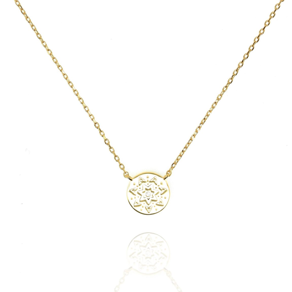 Chain and Disc Pendant Available In Gold and Silver