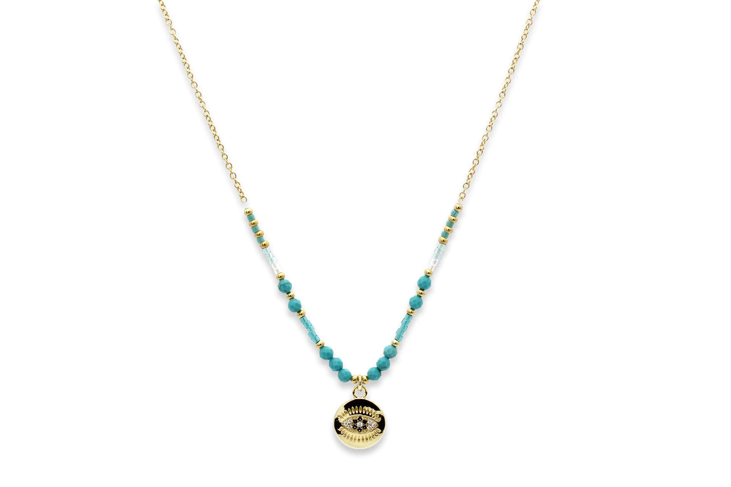 Fortuna Turquoise Gold Evil Eye Necklace