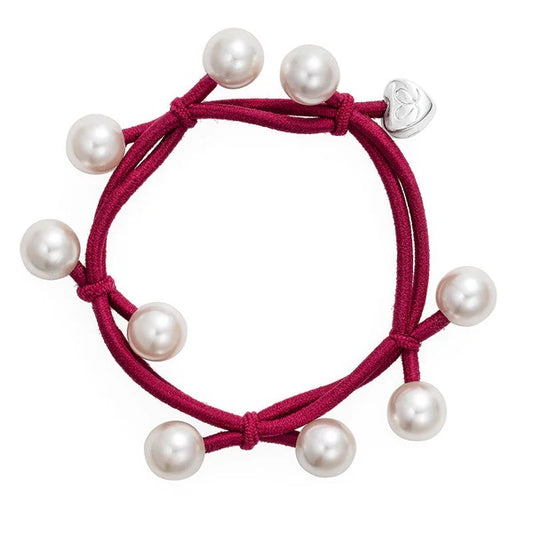 Pearl Cluster Burgundy Red Hair Tie