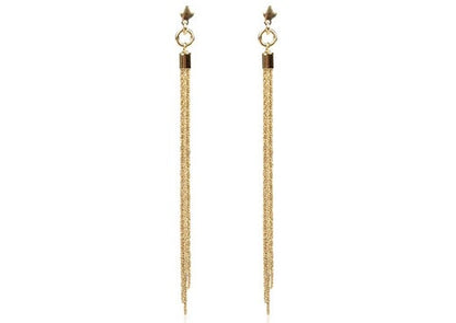 Long 4 Chain Strand Gold Earrings