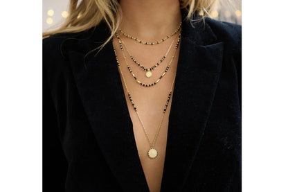 Panacea Black Spinel Gold Gemstone Necklace
