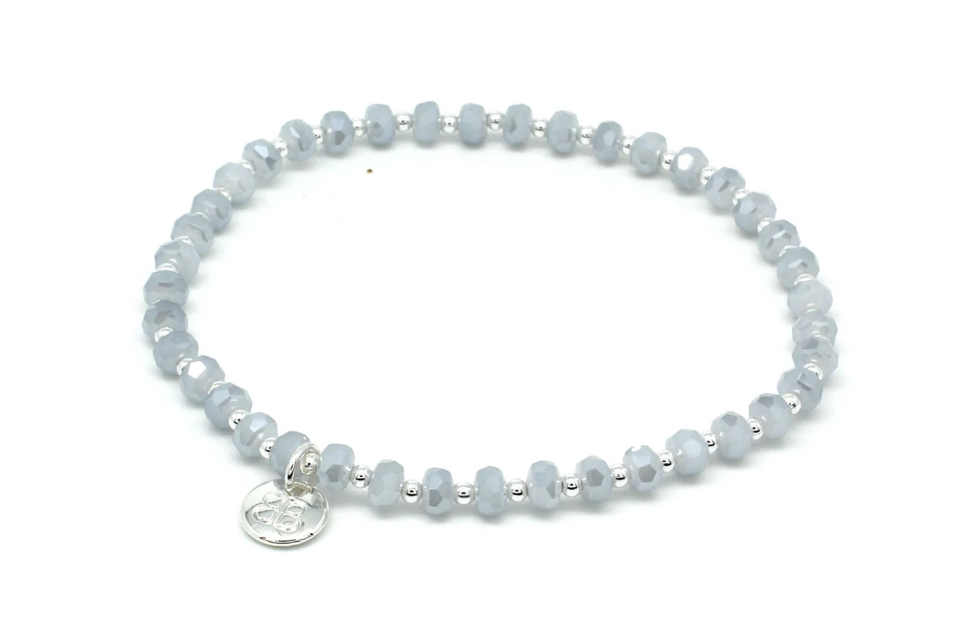 Prunus Grey & Silver Stretch Crystal Bracelet