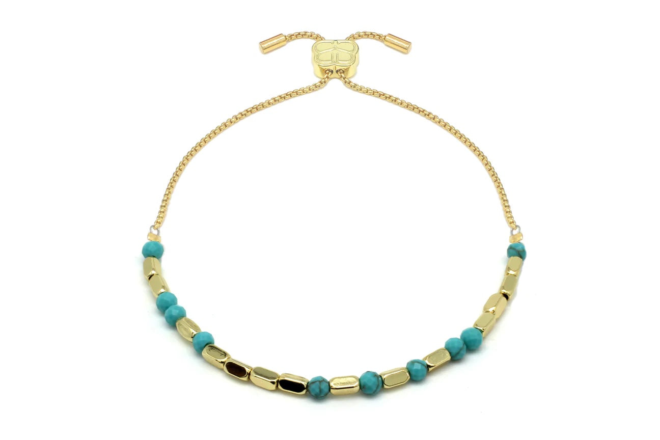 Morse Code Protection Gemstone Gold Bracelet