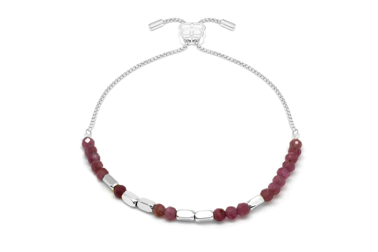 Morse Code Happiness Gemstone Silver Bracelet