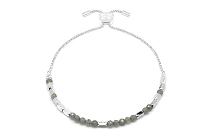 Morse Code Positivity Gemstone Silver Bracelet