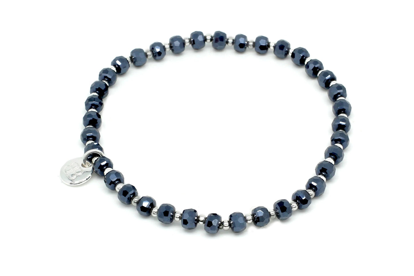 Prunus Midnight & Silver Stretch Crystal Bracelet