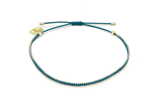 Euphonium Turquoise & Gold Pull Through Woven Bracelet